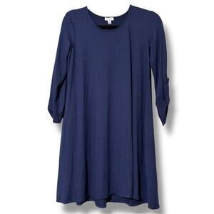 Lovefire women's size small blue long sleeve roll tab casual pullover dress NWT